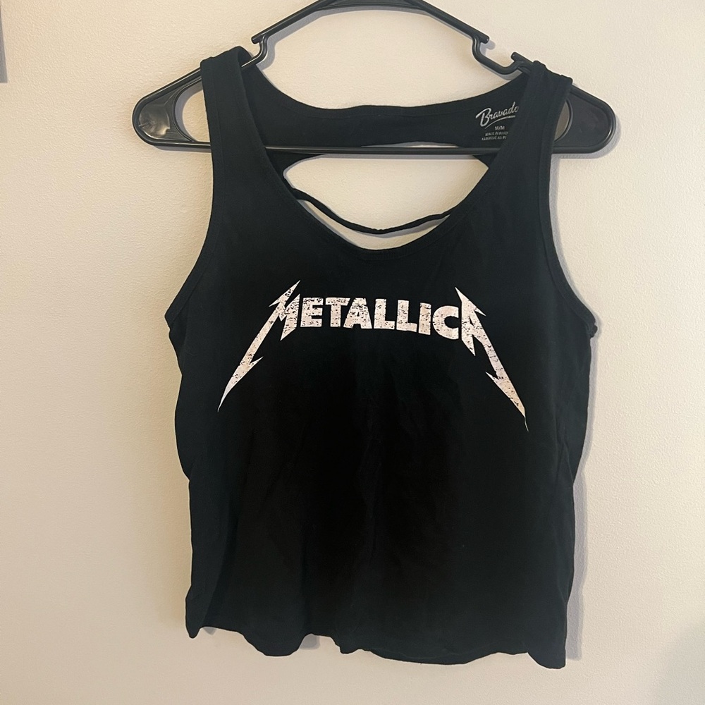 Metallica Black Crop Cut Out Tank Top